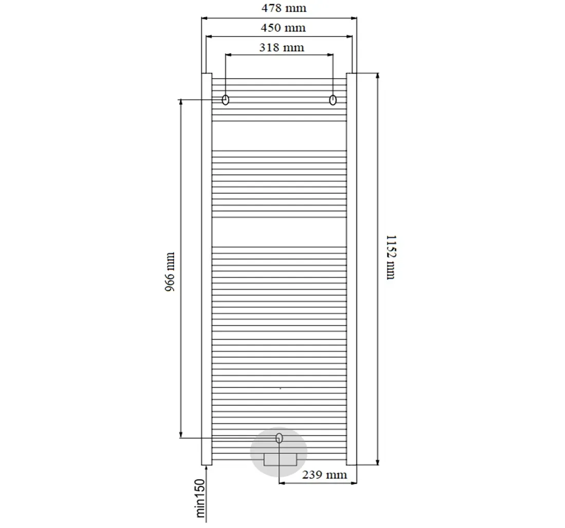 Radiateur sèche-serviettes en aluminium Fondital Cool 116 x 45 cm en noir intense — vue 3