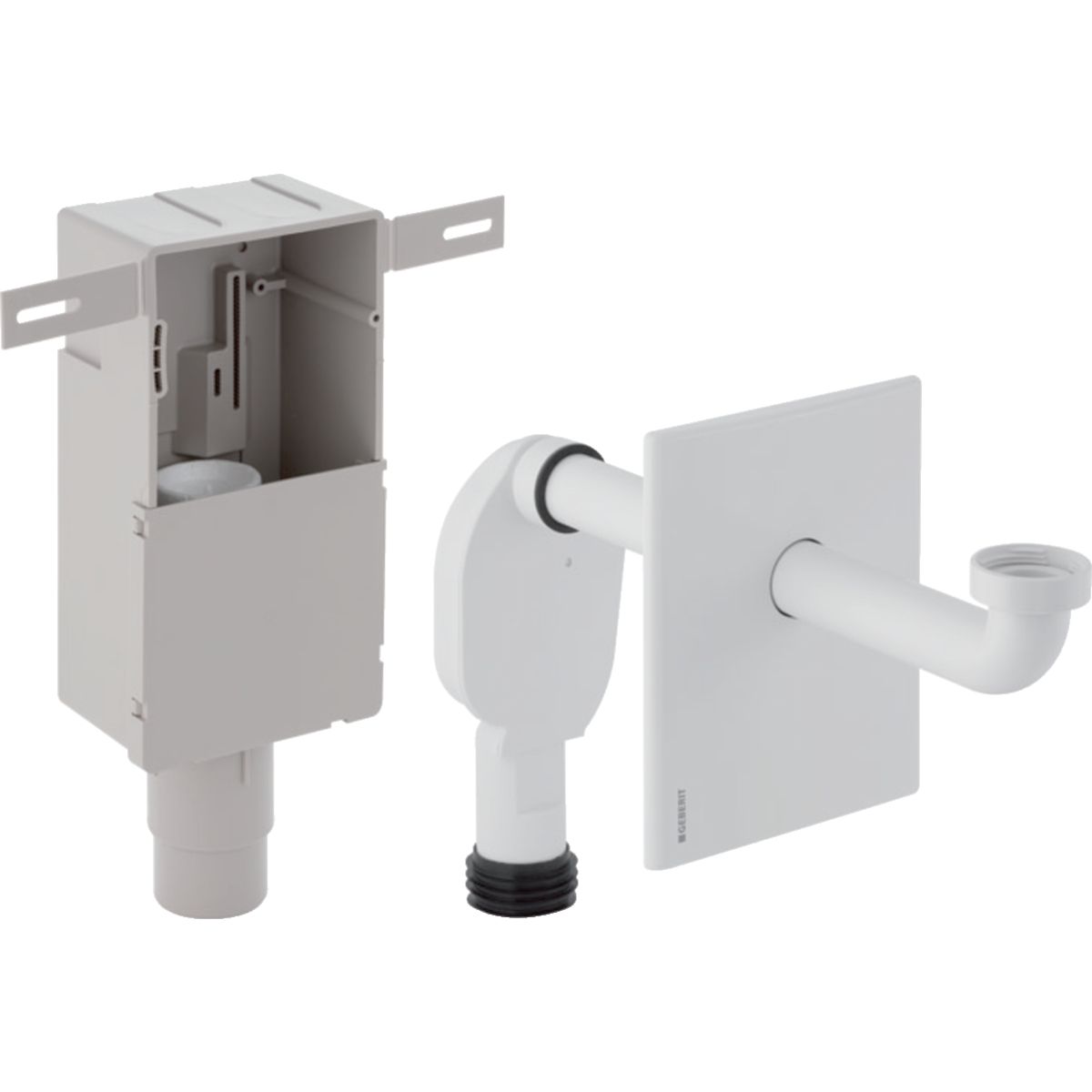 Kit de siphon à encastrer pour lavabo Geberit, sortie horizontale en blanc alpin
