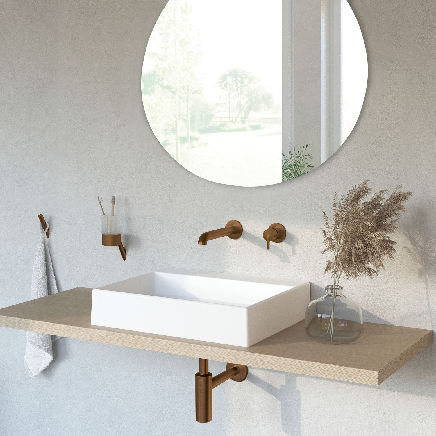 Siphon de lavabo Deante rond en PVD bronze brossé