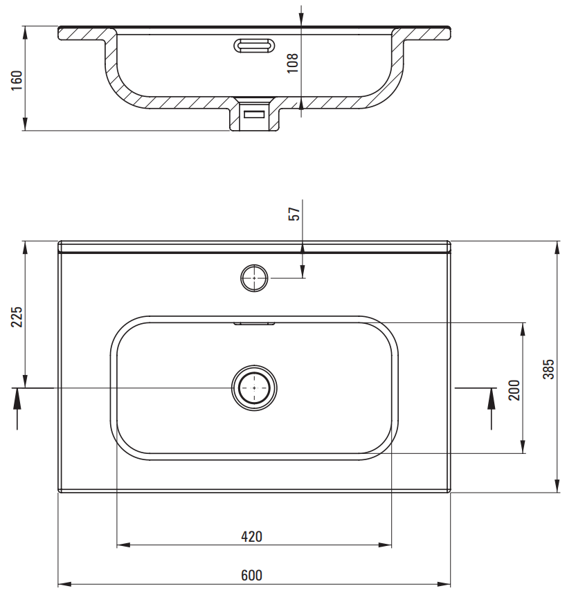 Lavabo à encastrer Deante Tubo 60 x 38 cm - vue 3
