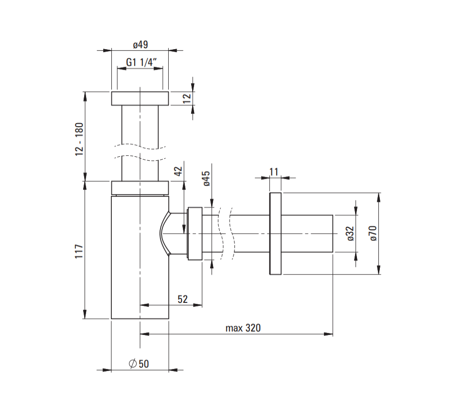 Siphon de lavabo Deante rond en PVD bronze brossé - vue 6