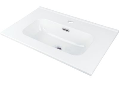 Lavabo encastré en céramique blanche, Deante Tubo 60 x 38 cm, avec trou de robinet central et trop-plein.