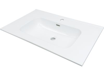 Lavabo encastré en céramique blanche, Deante Tubo 80 x 46 cm, avec trou de robinet central et trop-plein.