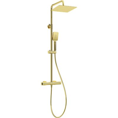 Colonne de douche carrée Deante 250 avec mitigeur thermostatique en PVD doré poli