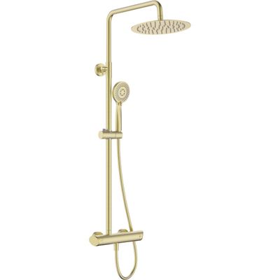 Colonne de douche carrée Deante 250 avec mitigeur thermostatique en PVD or brossé