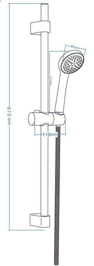 Barre de douche Neo Loco avec douchette à main 1 jet et flexible en chromé — vue 2