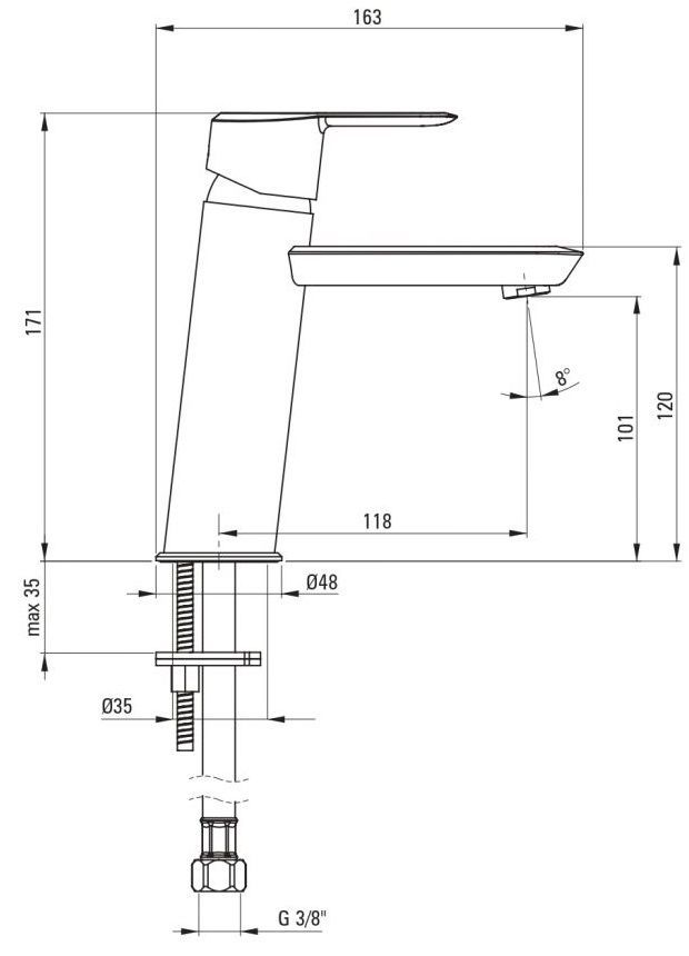 ​Mitigeur de lavabo Deante Arnika 100 sans bonde en PVD or brossé - vue 6