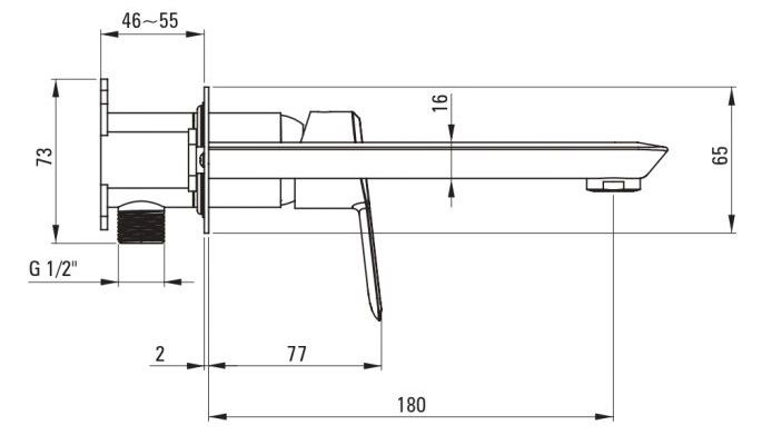 Mitigeur de lavabo encastré Deante Arnika 180 mm sans bonde en PVD or brossé — vue 3