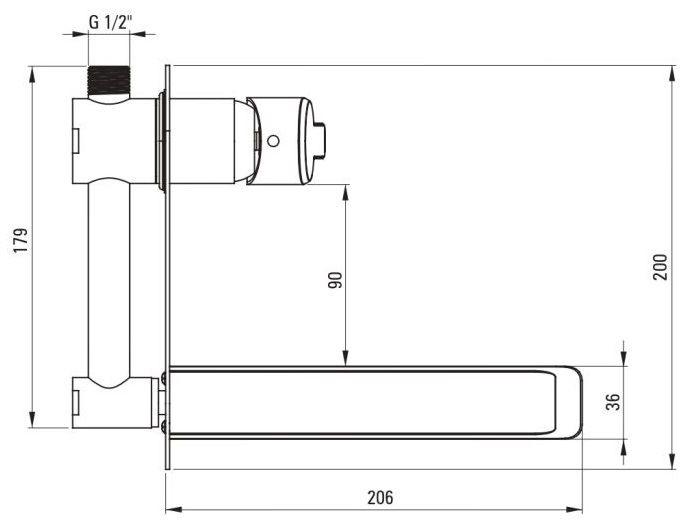 Mitigeur de lavabo encastré Deante Arnika 180 mm sans bonde en PVD or brossé — vue 4