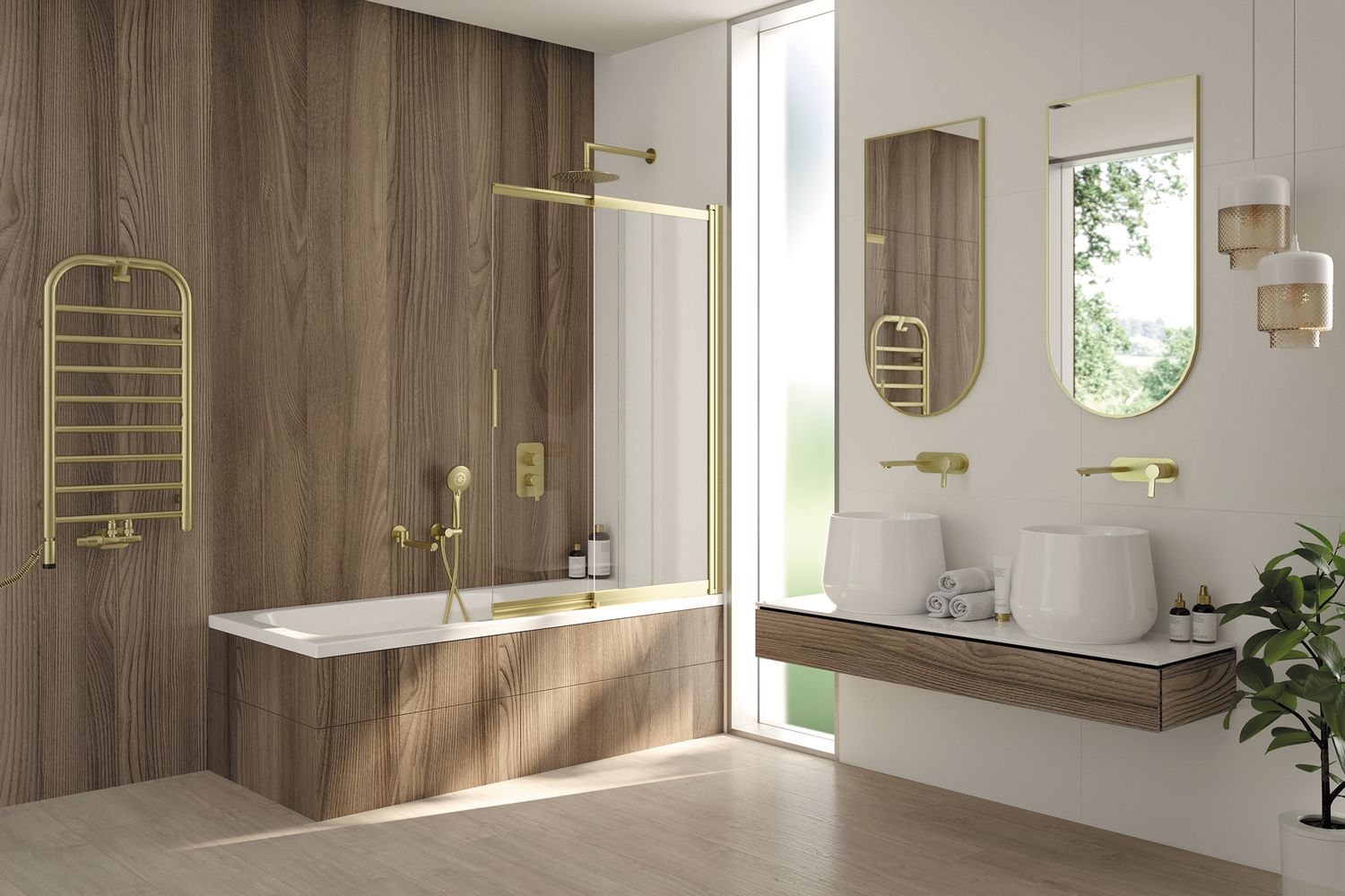 Deante Arnika 180 mm Concealed Basin Mixer without Waste in Brushed Gold