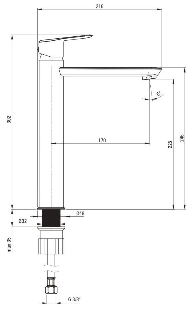 Mitigeur de lavabo rehaussé Deante Arnika 225 sans bonde en PVD or brossé - vue 10