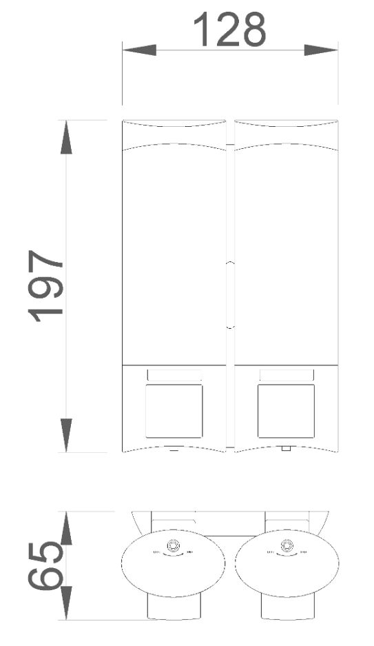 Distributeur de savon liquide double Nofer montage mural en chromé satiné — vue 2