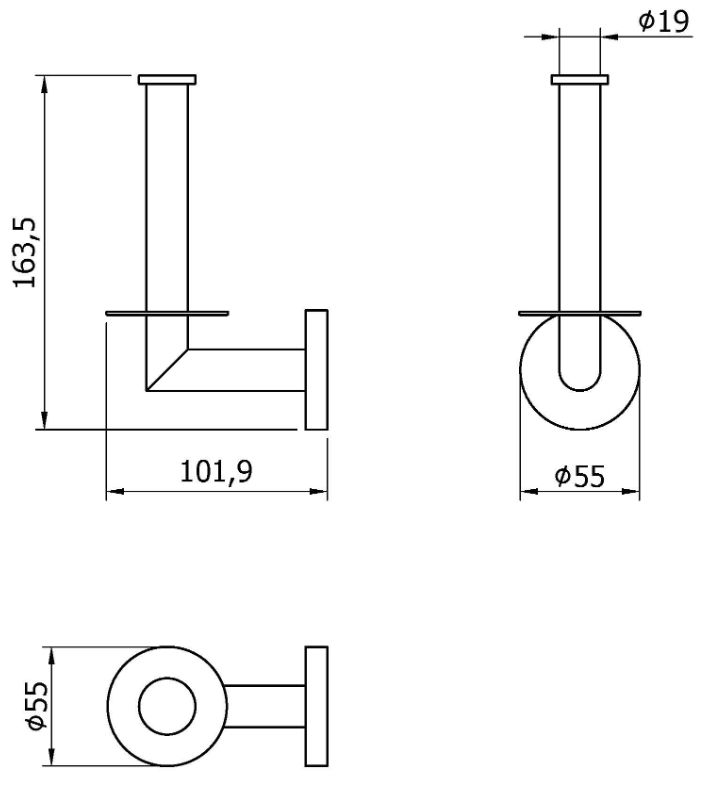 Porte-rouleau Nofer en chromé satiné — vue 2