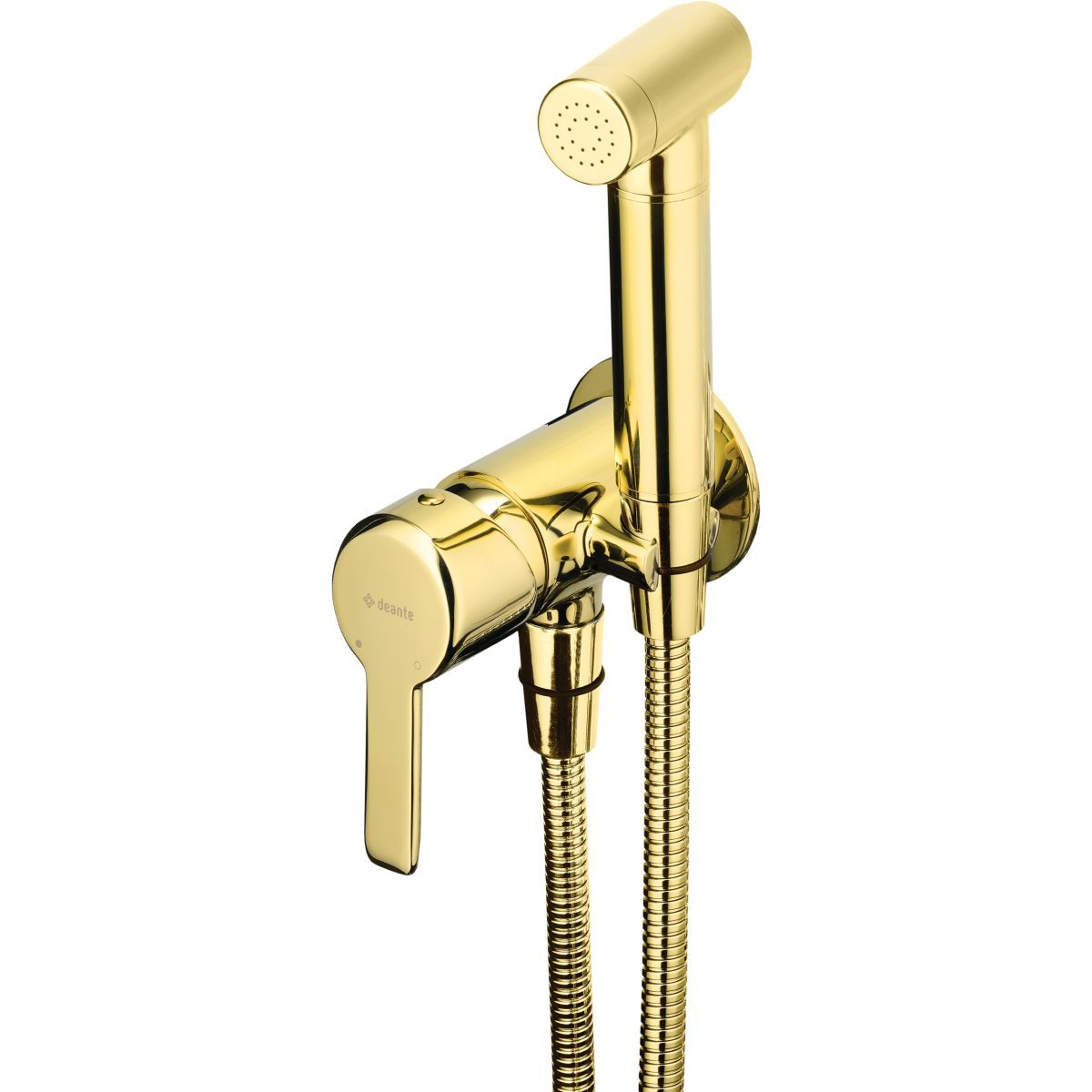 Hygienic WC Set with Built-in Mixer Deante Arnika in Polished Gold PVD with 120 cm Hose