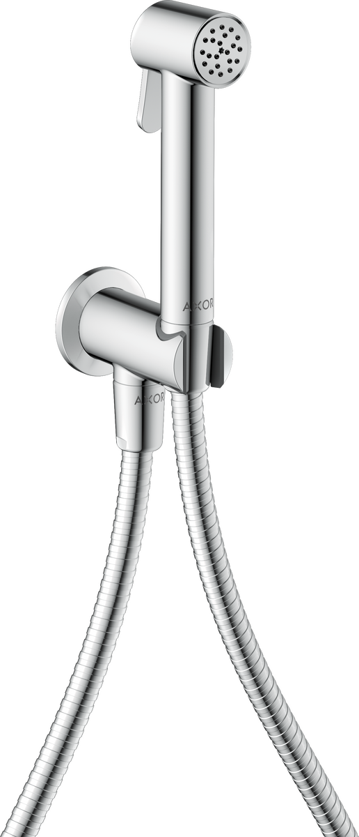 Douchette hygiénique pour WC Axor round pour eau froide avec support et flexible