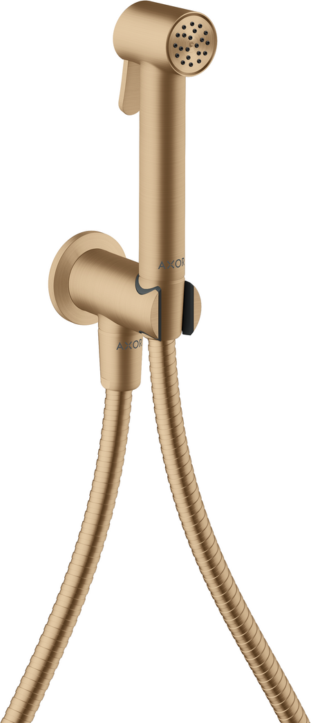 Douchette hygiénique pour WC Axor round en bronze brossé pour eau froide avec support et flexible