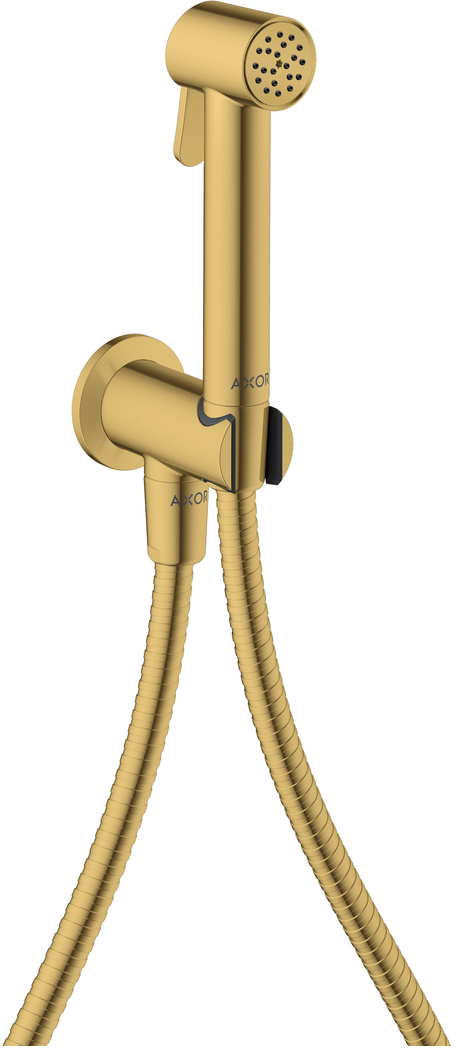Douchette hygiénique pour WC Axor round en doré poli pour eau froide avec support et flexible