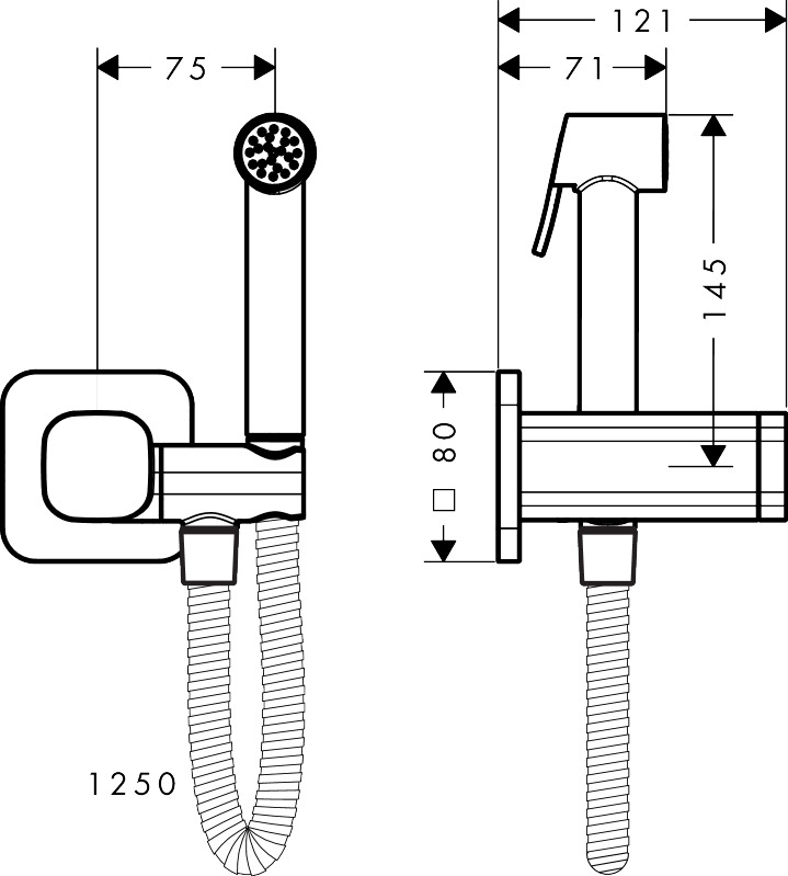 Douchette hygiénique pour WC Axor softsquare pour eau mitigée avec support et flexible - vue 2