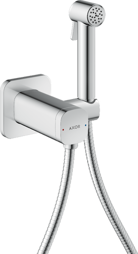 Douchette hygiénique pour WC Axor softsquare pour eau mitigée avec support et flexible