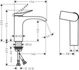 Vivenis Mitigeur de lavabo 110 CoolStart sans tirette ni vidage