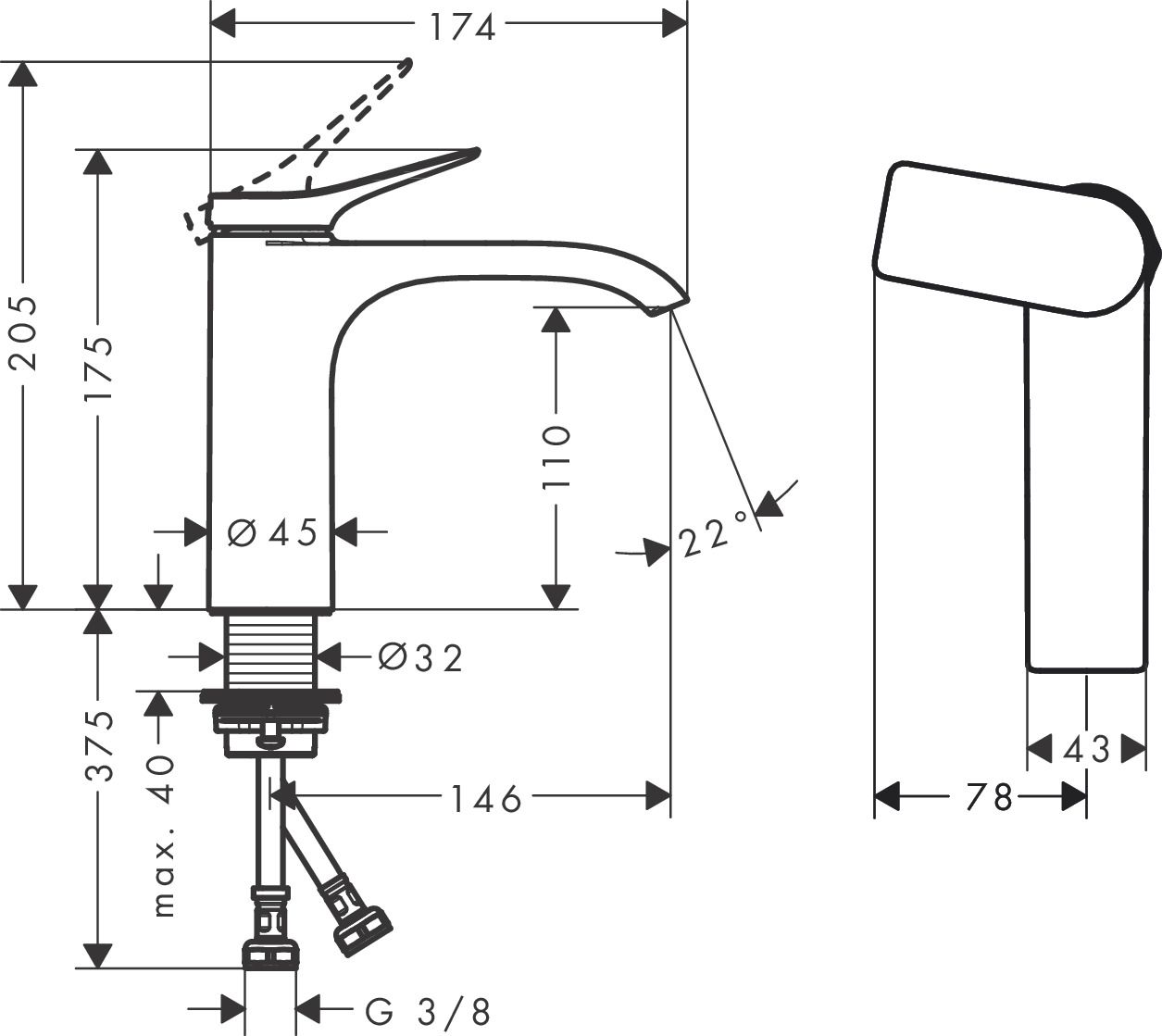 Mitigeur de lavabo Hansgrohe Vivenis CoolStart 110 sans tirette ni vidage en bronze brossé