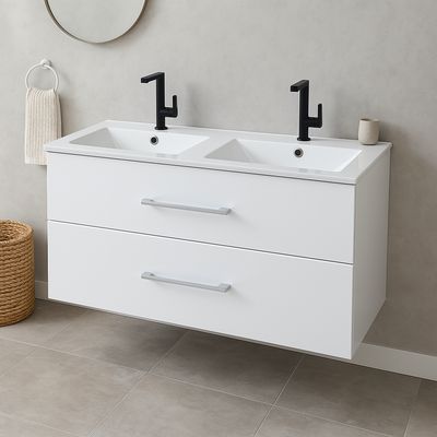 Meuble de salle de bains Comete 120 cm à deux tiroirs