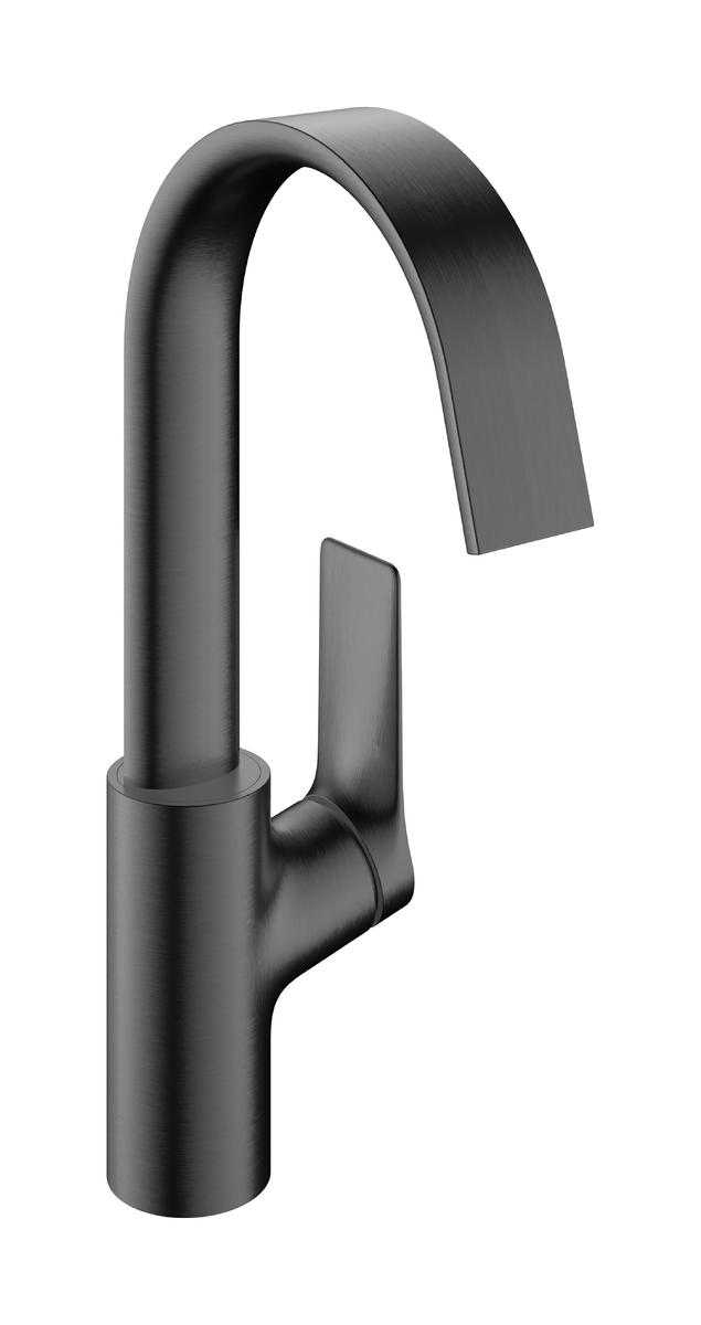 Mitigeur de lavabo Hansgrohe Vivenis 210 avec bec orientable, tirette et vidage en noir chromé brossé