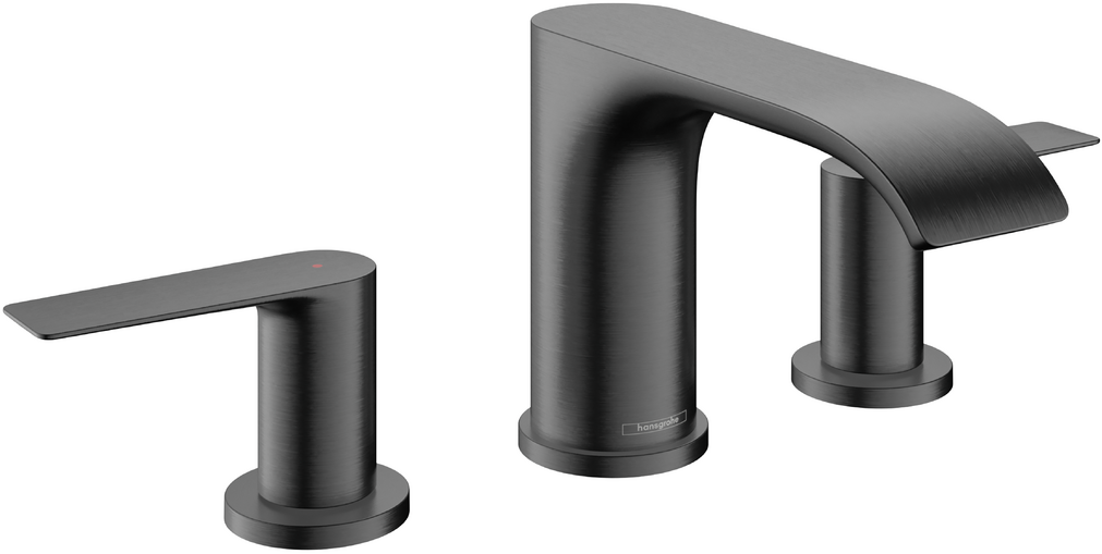Mélangeur de lavabo 3 trous Hansgrohe Vivenis 90 avec tirette et vidage en noir chromé brossé