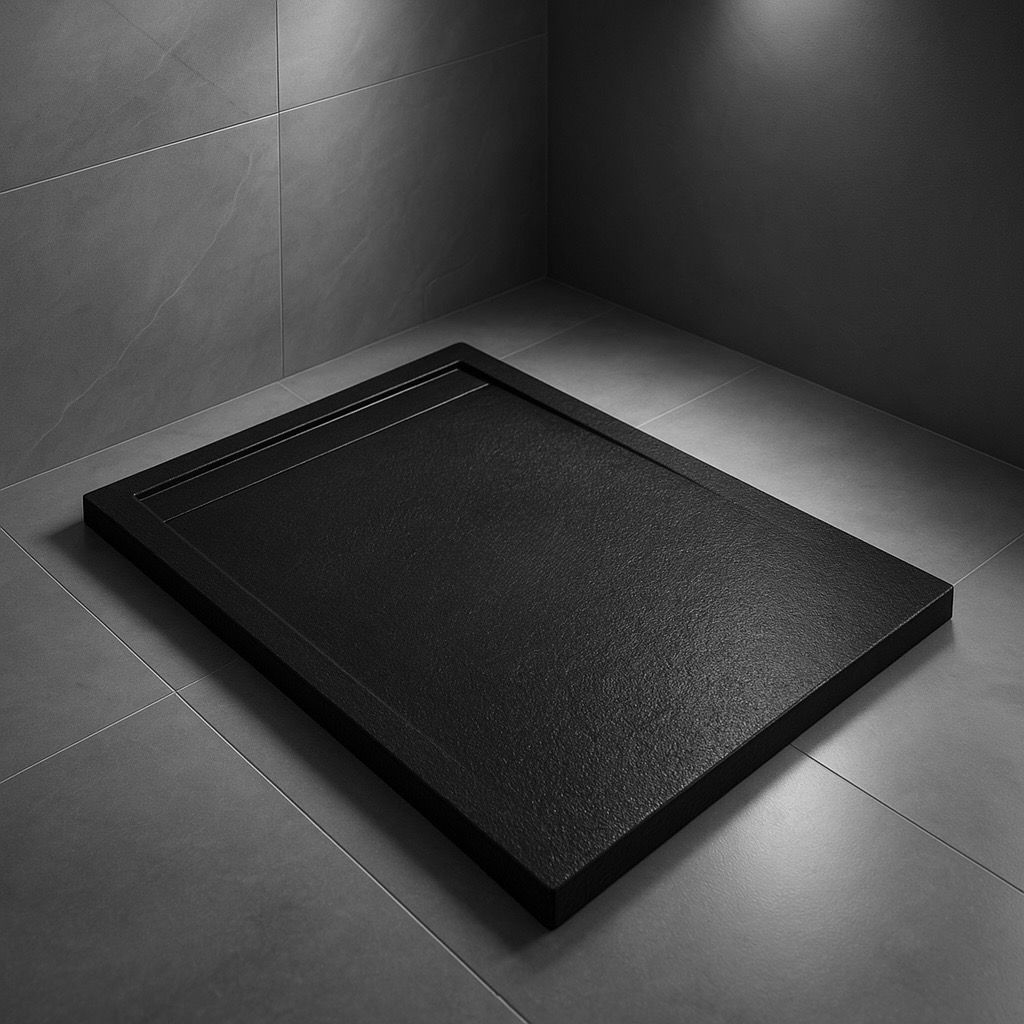 Receveur de douche rectangulaire Galaxite extra-plat et anti-dérapant (100 à 180 cm) x 80 cm avec grille en Marbryx® ou Inox et bonde extra-plate