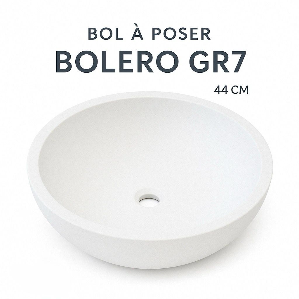 Bol à poser Bolero 44 cm granité blanc