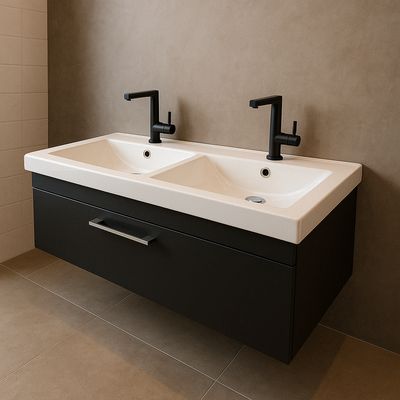 Meuble de salle de bains Spazio double 120 cm à un tiroir (sans vasque)