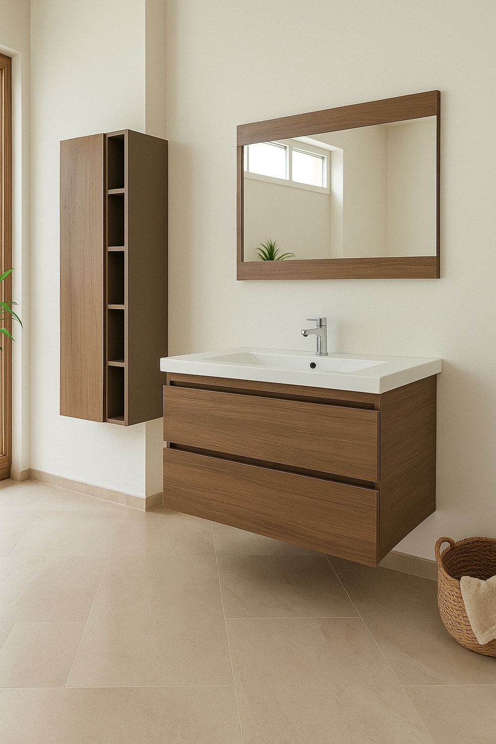 Meuble de salle de bains Spazio 90 cm à deux tiroirs