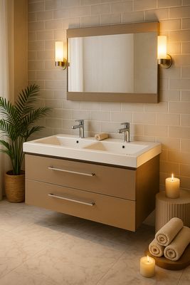 Meuble de salle de bains Spazio double 120 cm à deux tiroirs (sans vasque)
