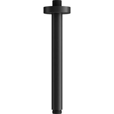 Bras de douche Deante Cascada 250 mm à fixation plafond, noir mat avec plaque ronde.