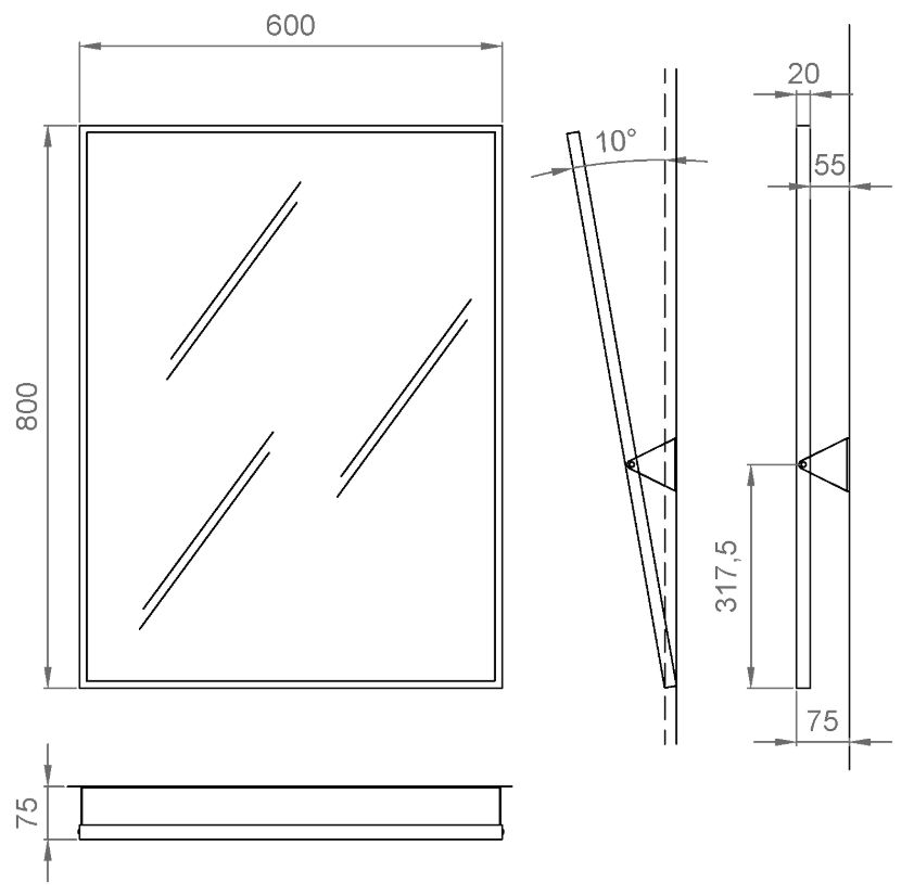 Nofer Adjustable Tilt Mirror in Satin Chrome