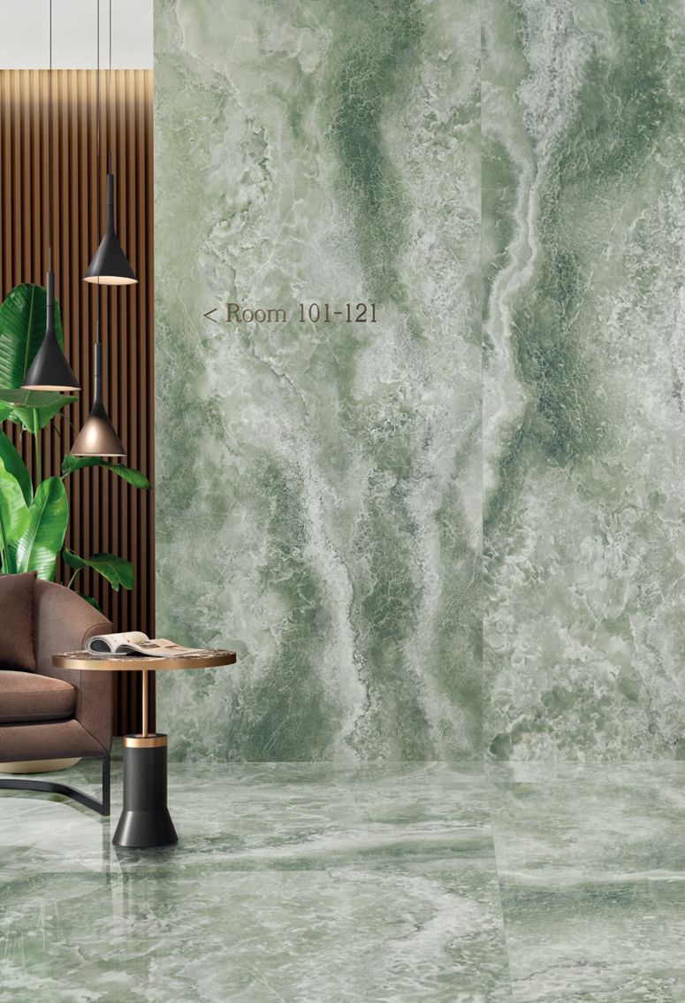 Grès cérame Onyx Diamond Emerald poli 60 x 120 cm - Tagina