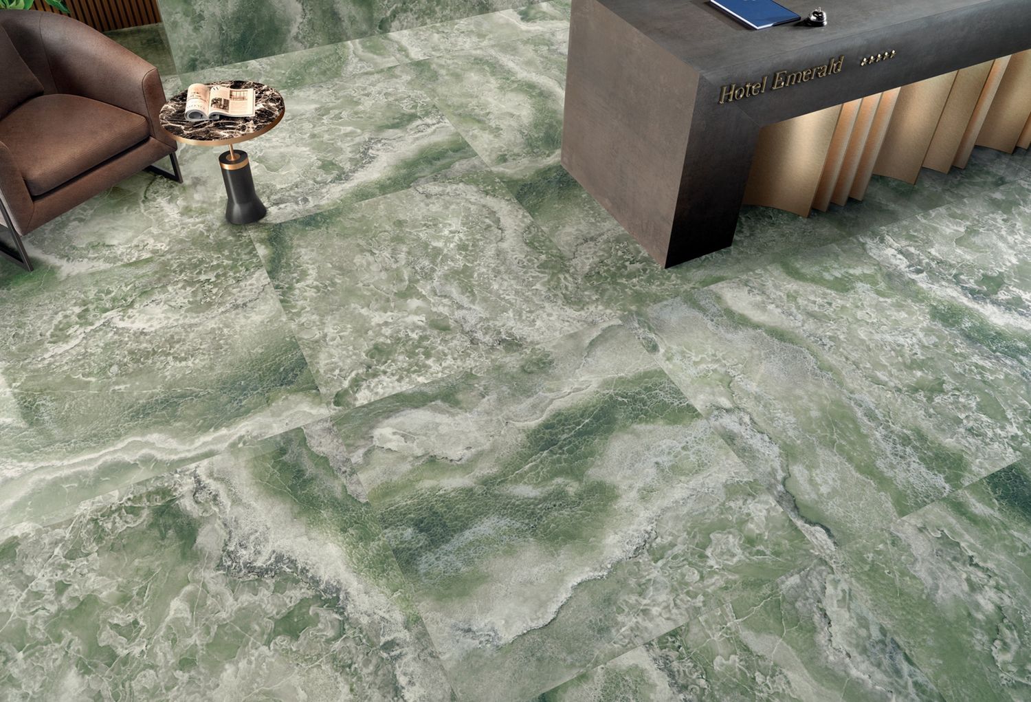 Grès cérame Onyx Diamond Emerald poli 60 x 120 cm - Tagina — vue 3