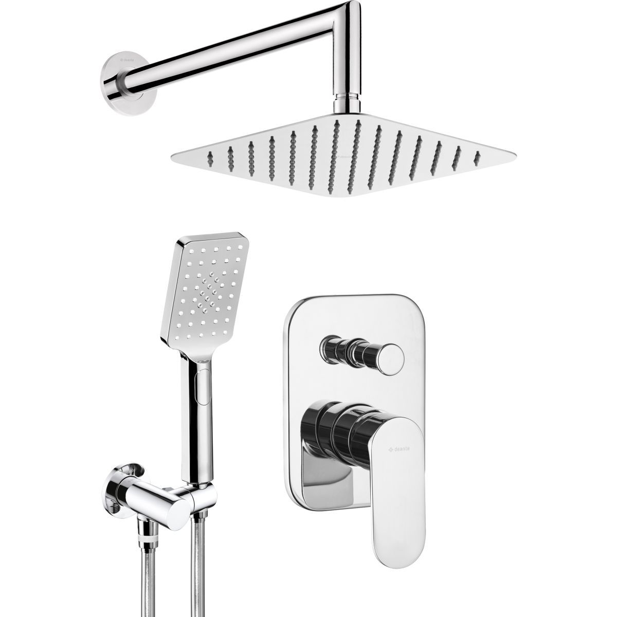 Ensemble de douche encastré Deante Alpinia 250 en chromé