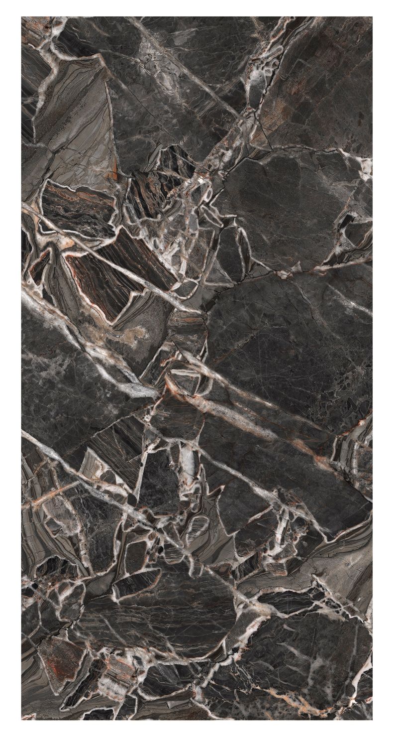 Grès cérame Tagina Luci D’oro Ossidiana brillant 60 x 120 cm, rectifié