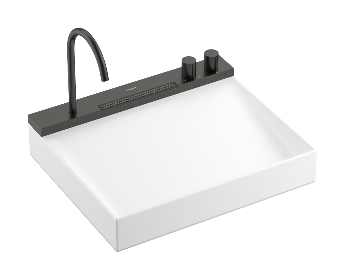 Lavabo à poser Hansgrohe Avalegra AquaUnit avec mitigeur en noir chromé brossé