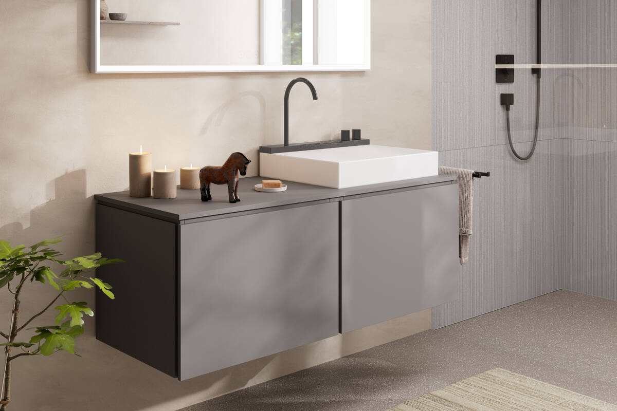 Lavabo à poser Hansgrohe Avalegra AquaUnit avec mitigeur en noir chromé brossé - vue 2