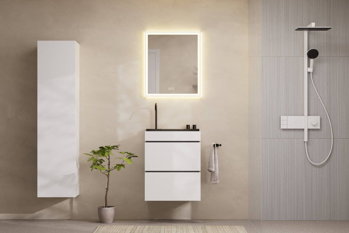 Lavabo à poser Hansgrohe Avalegra AquaUnit avec mitigeur en noir chromé brossé — vue 3