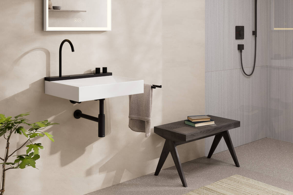 Lavabo à poser Hansgrohe Avalegra AquaUnit avec mitigeur en noir mat - vue 3