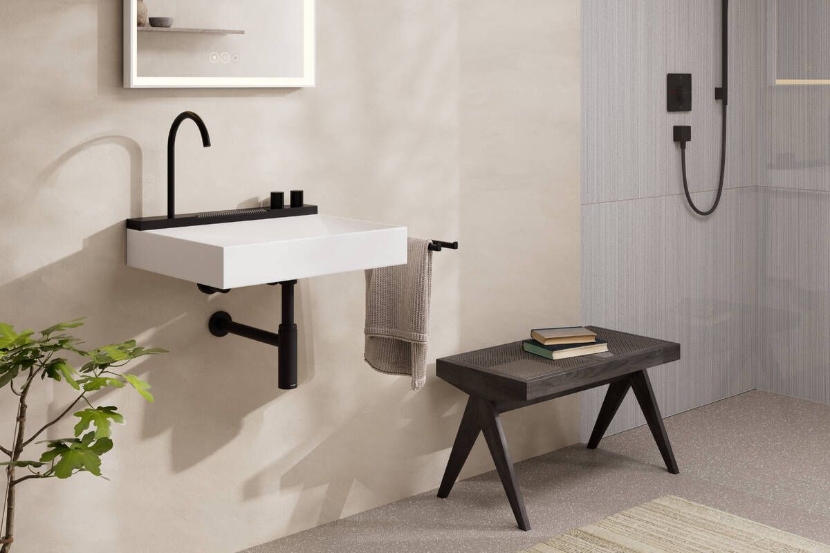 Lavabo à poser Hansgrohe Avalegra AquaUnit avec mitigeur en noir mat — vue 3