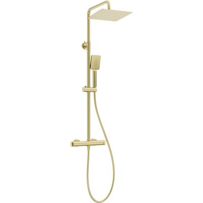 Square Shower Column Deante 250 with Thermostatic Mixer in Brushed Gold PVD