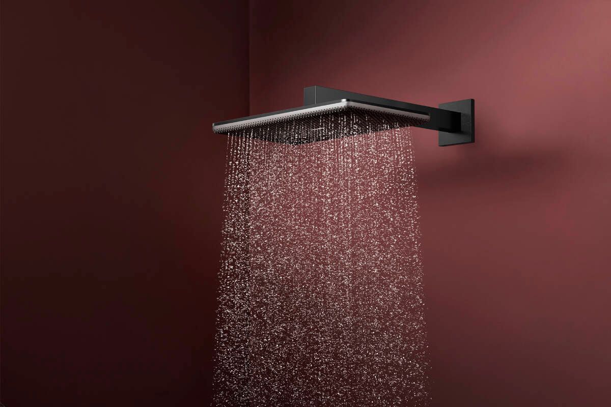 Douche de tête Hansgrohe Raindance Alive Q 340 2 jets avec bras de douche en noir chromé brossé