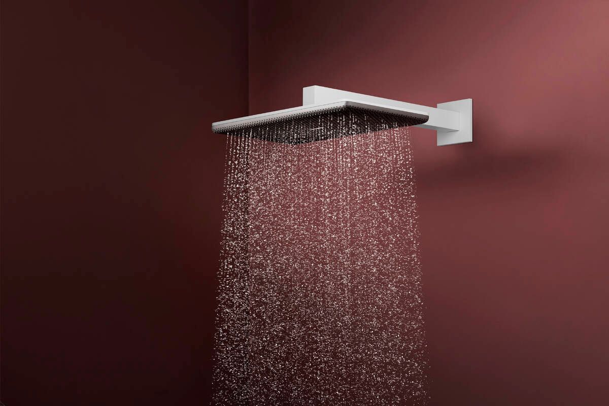 Douche de tête Hansgrohe Raindance Alive Q 340 2 jets avec bras de douche en blanc mat