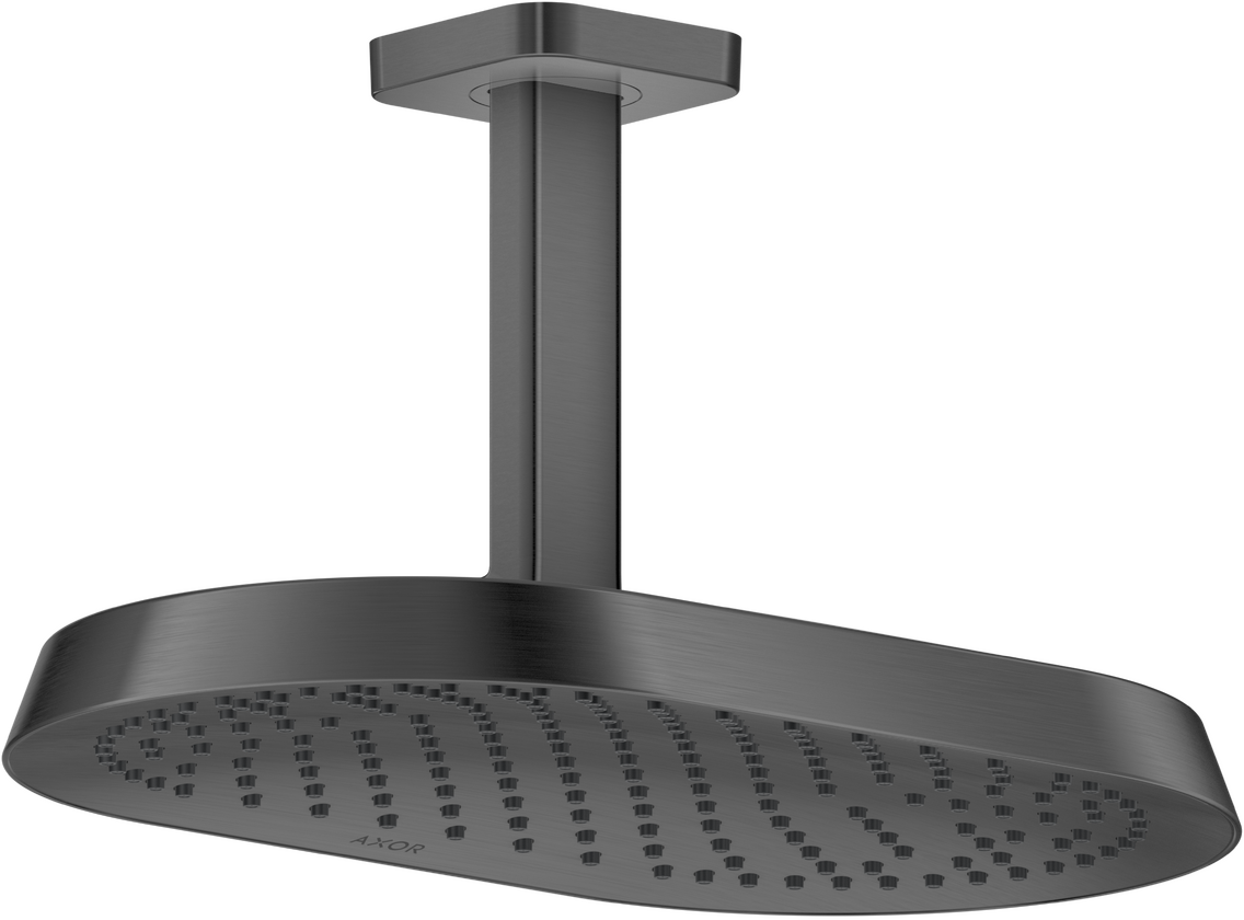 Douche de tête AXOR ShowerSphere 370 EcoSmart avec raccordement au plafond en noir chromé brossé