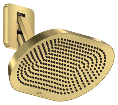 Douche de tête AXOR ShowerSphere 370 2 jets EcoSmart avec bras de douche orientable en doré poli