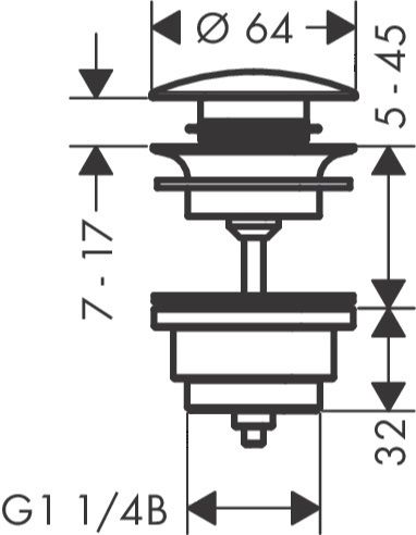 Bonde de lavabo Hansgrohe Push-Open — vue 2